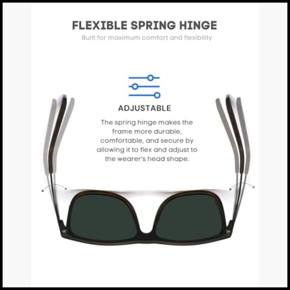 TR90 Frame Polarized Square Sunglasses Extra Large Fit 155mm main image 4